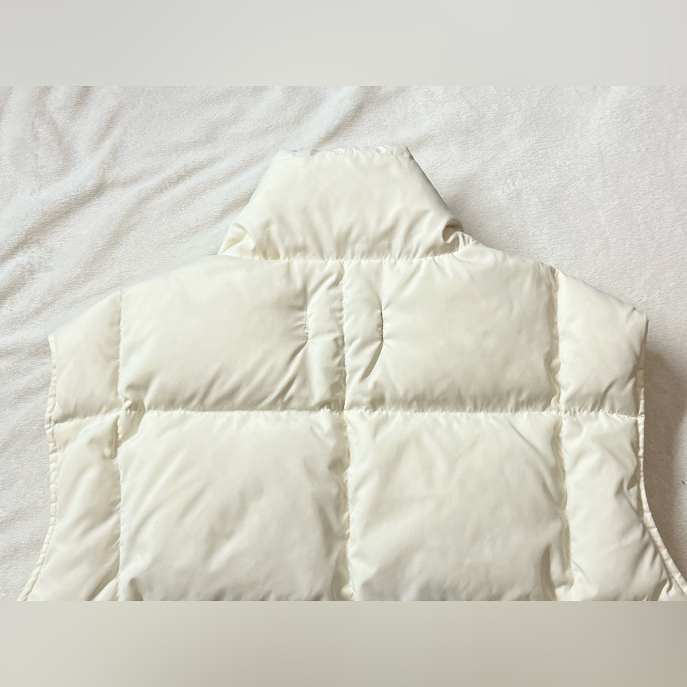 Lands' End Off-White Women’s Ivory Button Up Puffer Vest w Pockets Size L 14-16 - Picture 8 of 14